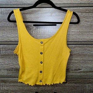 Yellow button down crop top